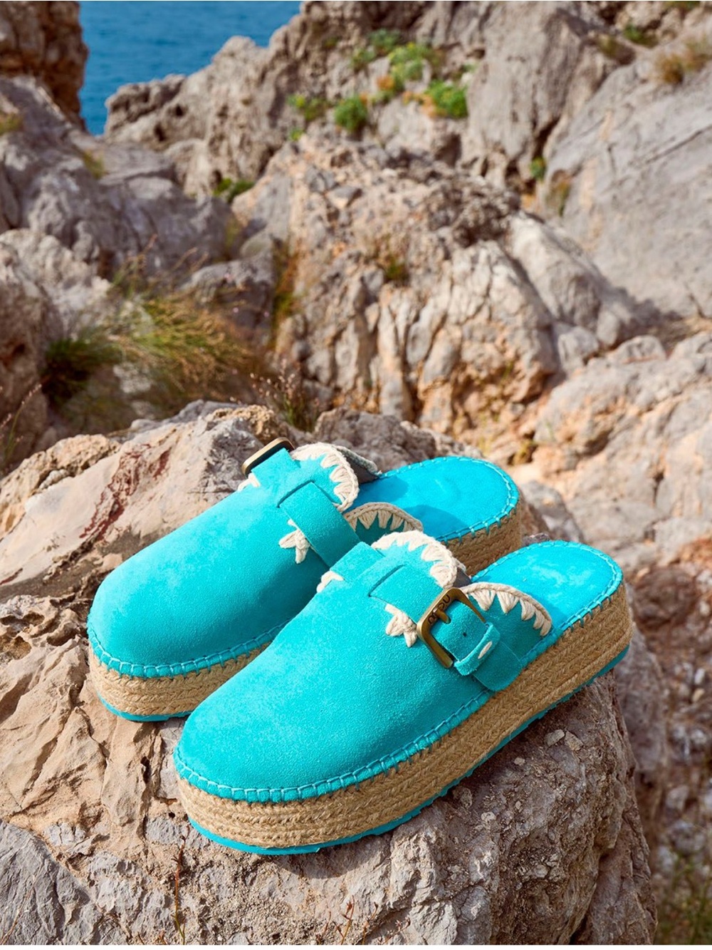 Mou Jute Clog Plain Suede, Lagoon, 38